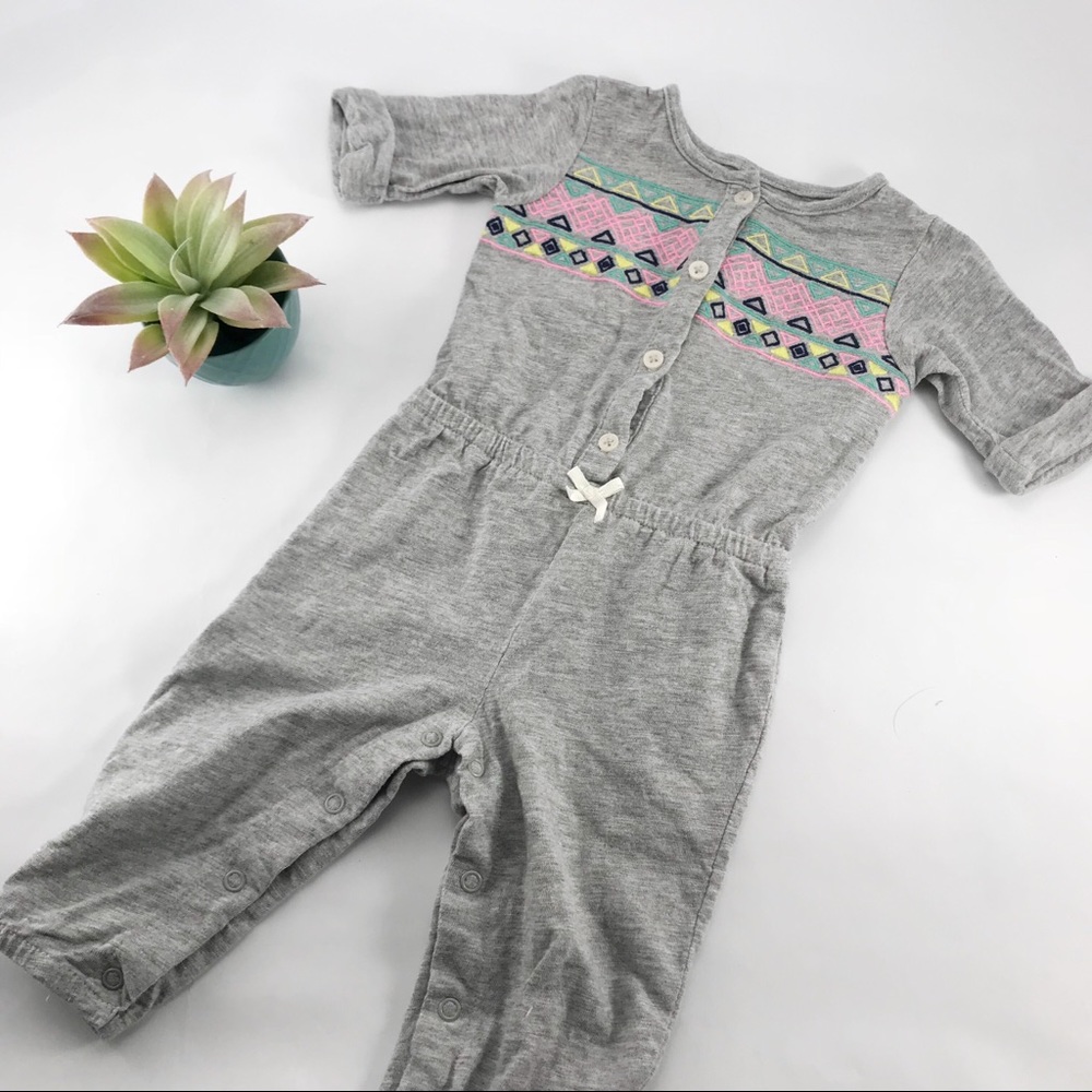Carter’s Tribal / Aztec Embroidery Gray Jumpsuit